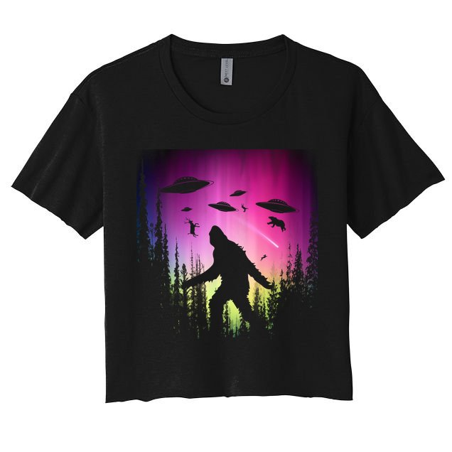 Bigfoot UFOs In Forest Crop Top