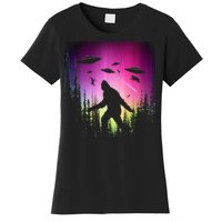 Bigfoot UFOs In Forest Women's T-Shirt