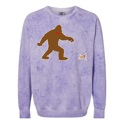 Bigfoot Walking Chihuahua Dog Colorblast Crewneck Sweatshirt