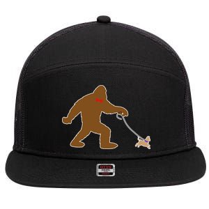 Bigfoot Walking Chihuahua Dog 7 Panel Mesh Trucker Snapback Hat