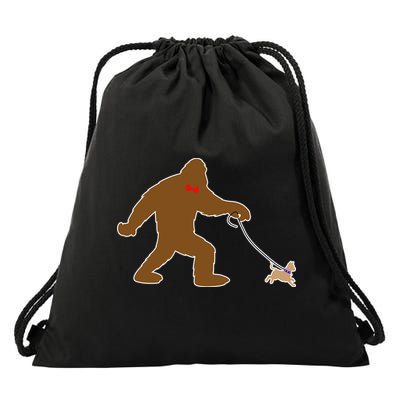 Bigfoot Walking Chihuahua Dog Drawstring Bag