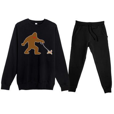 Bigfoot Walking Chihuahua Dog Premium Crewneck Sweatsuit Set