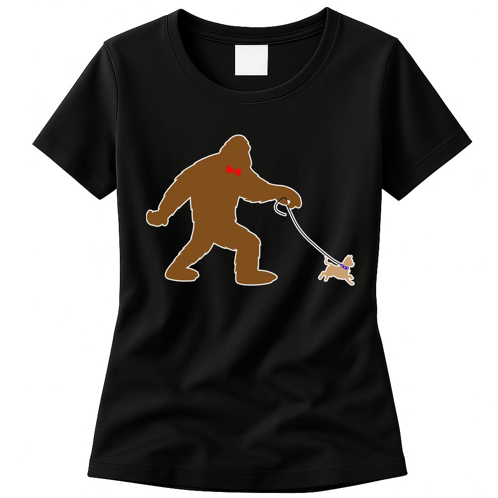 Bigfoot Walking Chihuahua Dog Womens T-Shirt