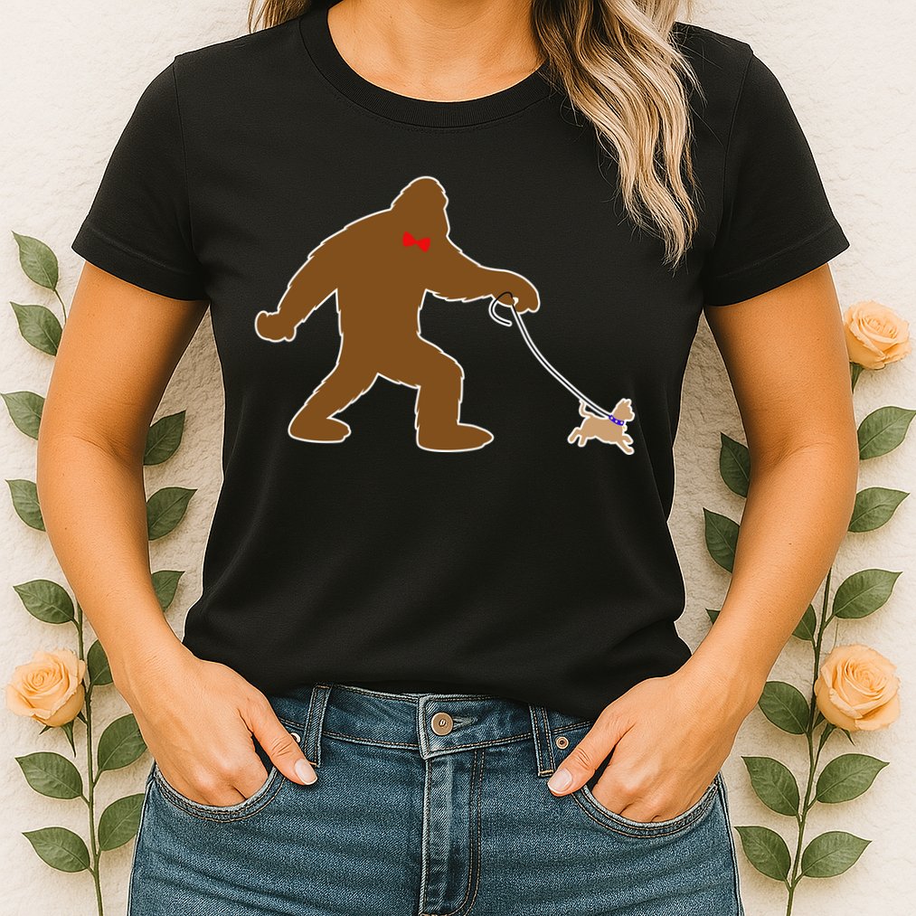 Bigfoot Walking Chihuahua Dog Womens T-Shirt