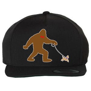 Bigfoot Walking Chihuahua Dog Wool Snapback Cap