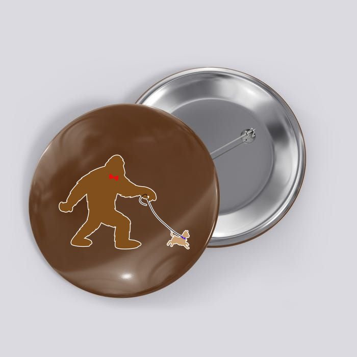 Bigfoot Walking Chihuahua Dog Button