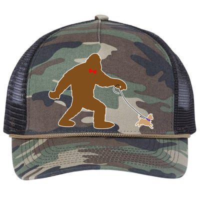 Bigfoot Walking Chihuahua Dog Retro Rope Trucker Hat Cap