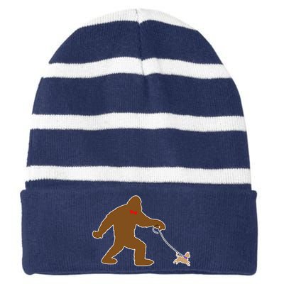 Bigfoot Walking Chihuahua Dog Striped Beanie with Solid Band