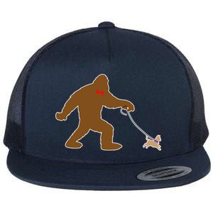 Bigfoot Walking Chihuahua Dog Flat Bill Trucker Hat