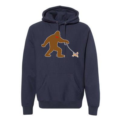 Bigfoot Walking Chihuahua Dog Premium Hoodie