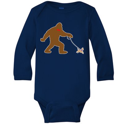 Bigfoot Walking Chihuahua Dog Baby Long Sleeve Bodysuit