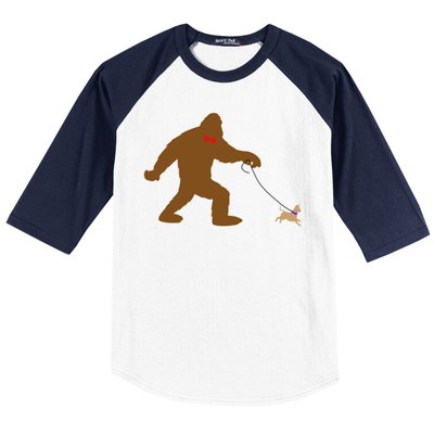 Bigfoot Walking Chihuahua Dog Baseball Sleeve Shirt