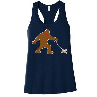 Bigfoot Walking Chihuahua Dog Women's Racerback Tank