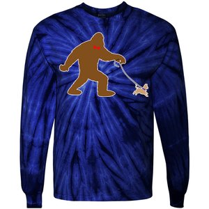 Bigfoot Walking Chihuahua Dog Tie-Dye Long Sleeve Shirt