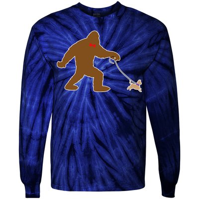 Bigfoot Walking Chihuahua Dog Tie-Dye Long Sleeve Shirt