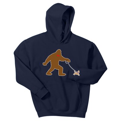 Bigfoot Walking Chihuahua Dog Kids Hoodie