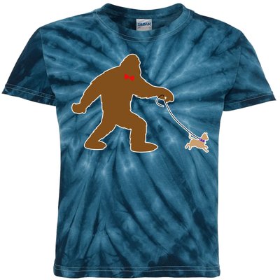 Bigfoot Walking Chihuahua Dog Kids Tie-Dye T-Shirt