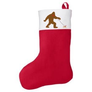 Bigfoot Walking Chihuahua Dog Felt Holiday Christmas Stocking