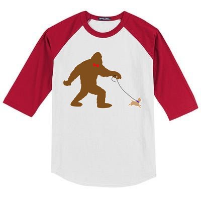 Bigfoot Walking Chihuahua Dog Kids Colorblock Raglan Jersey