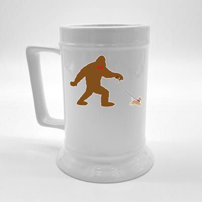 Bigfoot Walking Chihuahua Dog Beer Stein