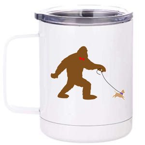 Bigfoot Walking Chihuahua Dog 12 oz Stainless Steel Tumbler Cup