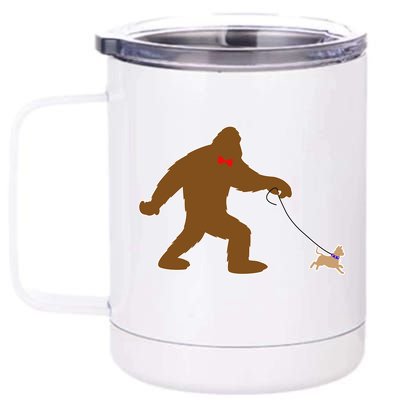 Bigfoot Walking Chihuahua Dog 12 oz Stainless Steel Tumbler Cup