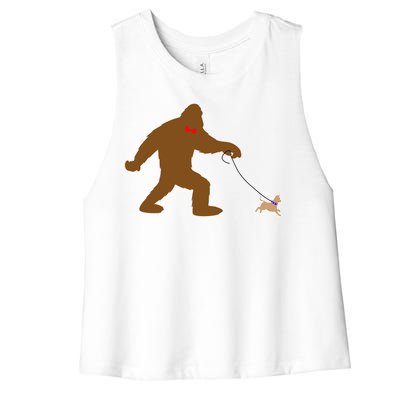 Bigfoot Walking Chihuahua Dog Women's Racerback Cropped Tank