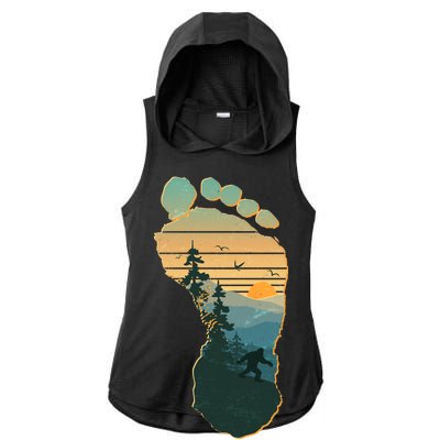 Bigfoot Wilderness Footprint Ladies PosiCharge Tri-Blend Wicking Draft Hoodie Tank