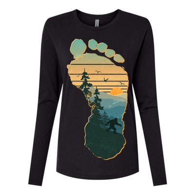 Bigfoot Wilderness Footprint Womens Cotton Relaxed Long Sleeve T-Shirt