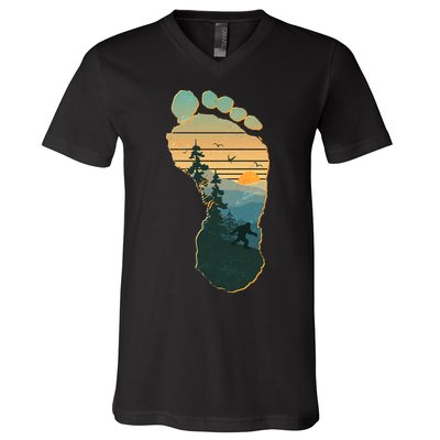Bigfoot Wilderness Footprint V-Neck T-Shirt