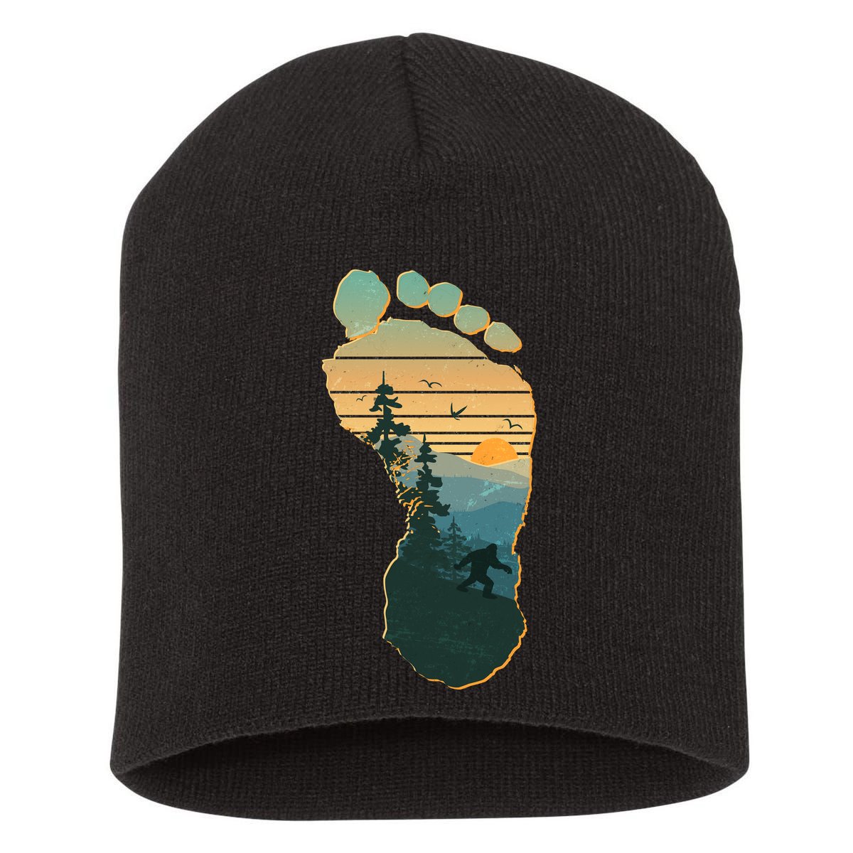 Bigfoot Wilderness Footprint Short Acrylic Beanie