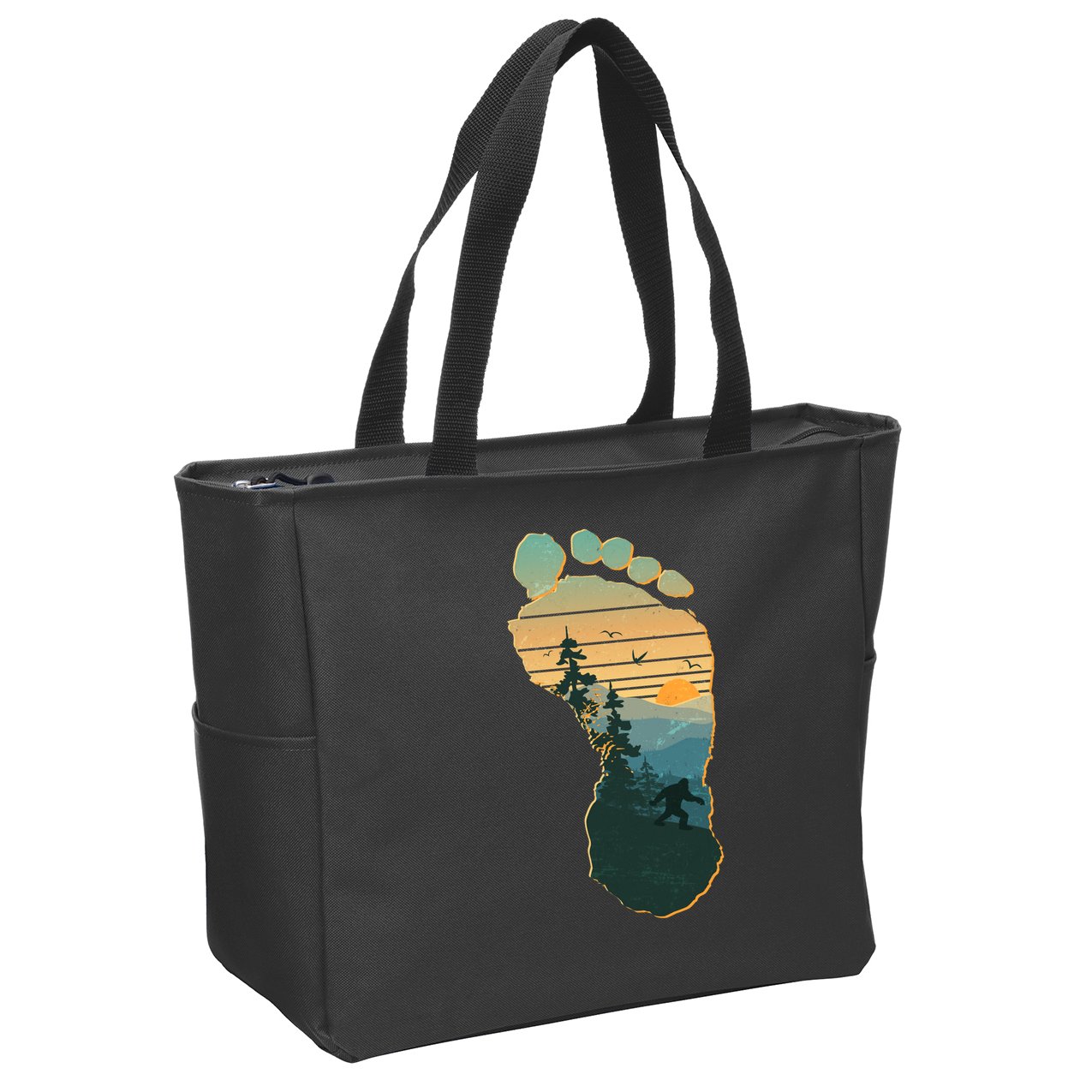 Bigfoot Wilderness Footprint Zip Tote Bag