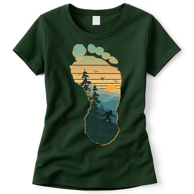Bigfoot Wilderness Footprint Womens T-Shirt