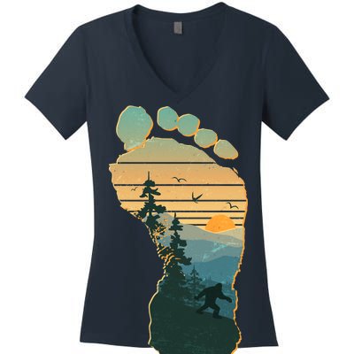 Bigfoot Wilderness Footprint Women's V-Neck T-Shirt