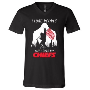 Bigfoot I Hate People But I Love My Kansas City V-Neck T-Shirt