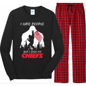 Bigfoot I Hate People But I Love My Kansas City Long Sleeve Pajama Set