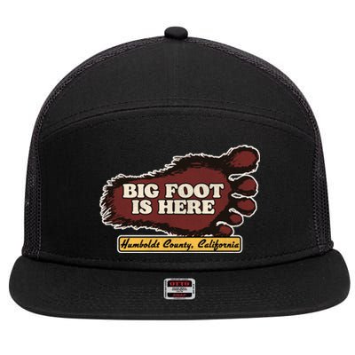 Bigfoot Is Here! Sasquatch Cryptozoology 7 Panel Mesh Trucker Snapback Hat