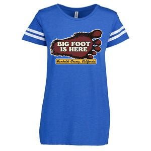 Bigfoot Is Here! Sasquatch Cryptozoology Enza Ladies Jersey Football T-Shirt