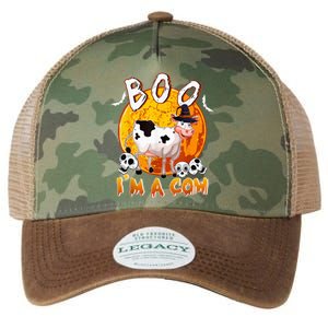 Boo I'm Halloween Cow Cute Cow Wearing Witch's Hat Skulls Legacy Tie Dye Trucker Hat