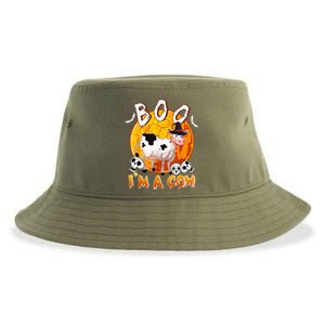 Boo I'm Halloween Cow Cute Cow Wearing Witch's Hat Skulls Sustainable Bucket Hat