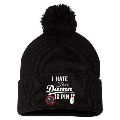 Bowling I Hate That Damn 10 Pin Pom Pom 12in Knit Beanie