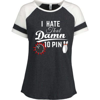 Bowling I Hate That Damn 10 Pin Enza Ladies Jersey Colorblock Tee