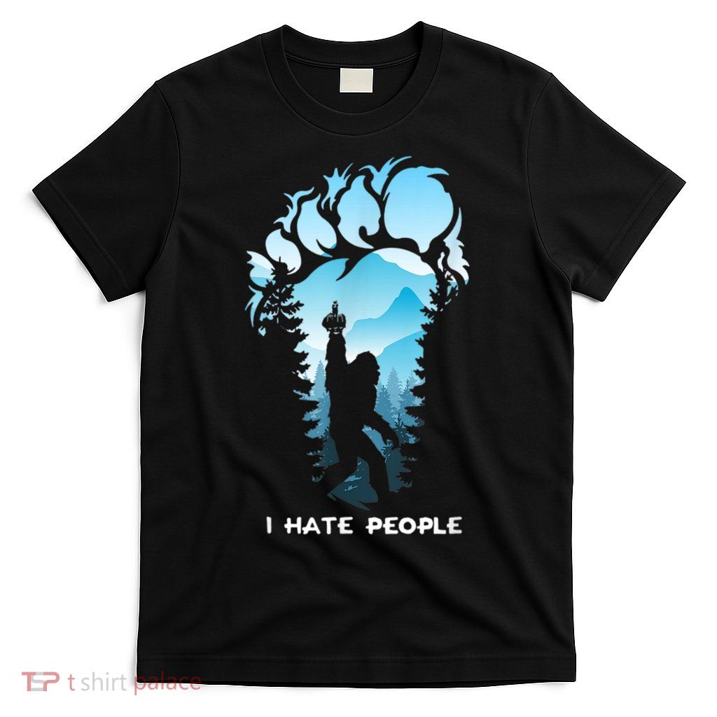 Bigfoot I Hate People Bigfoot Camping Watercolor T-Shirt
