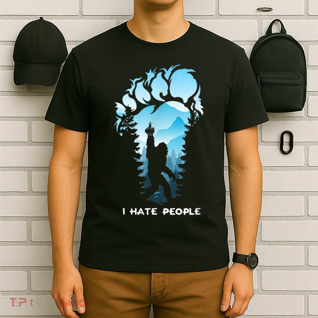 Bigfoot I Hate People Bigfoot Camping Watercolor T-Shirt