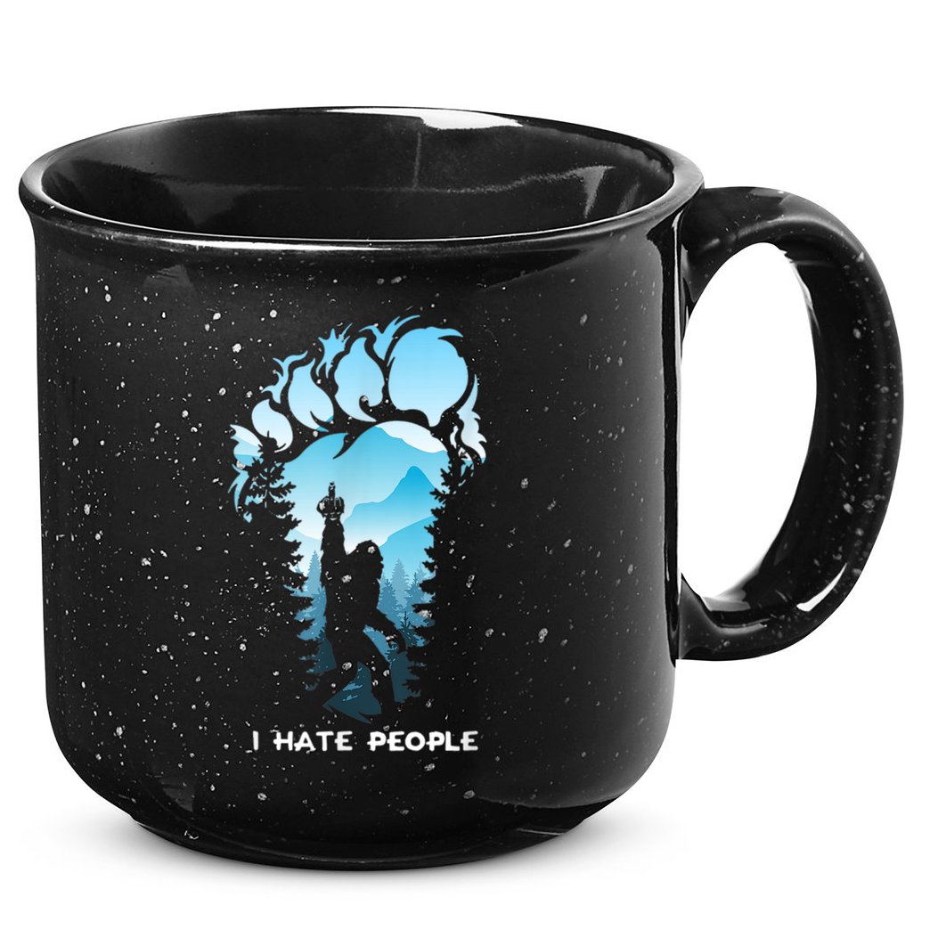Bigfoot I Hate People Bigfoot Camping Watercolor 15oz Campfire Ceramic Mug