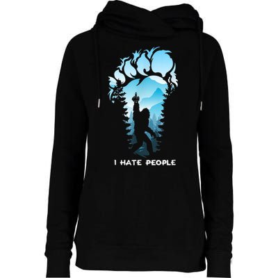 Bigfoot I Hate People Bigfoot Camping Watercolor Womens Funnel Neck Pullover Hood