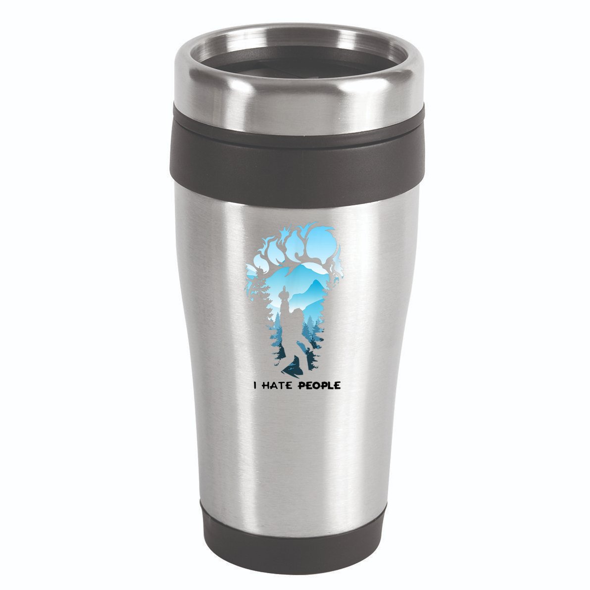 Bigfoot I Hate People Bigfoot Camping Watercolor 16oz Travel Tumbler