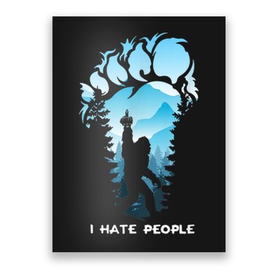 Bigfoot I Hate People Bigfoot Camping Watercolor Poster
