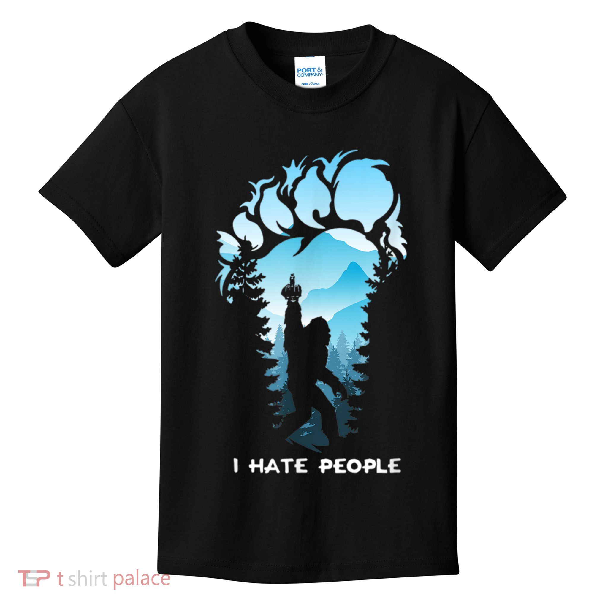 Bigfoot I Hate People Bigfoot Camping Watercolor Kids T-Shirt