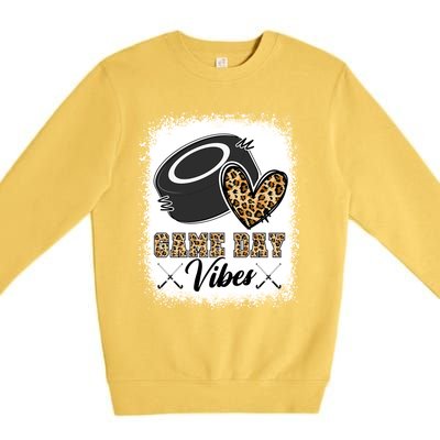 Bleached Ice Hockey Game Day Vibes Leopard Game Day Gift Premium Crewneck Sweatshirt